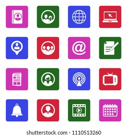 Media And Communication Icons. White Flat Design In Square. Vector Illustration. 