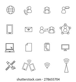 media and communication line icon set vector