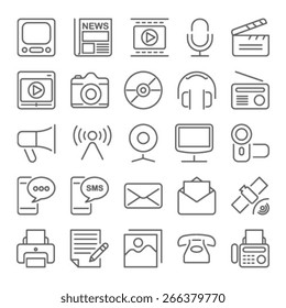 Media and Communication line icons