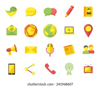 Media and communication, modern flat icons