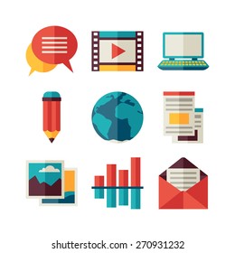 Media and communication set of blog icons.