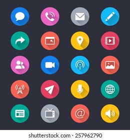 Media and communication simple color icons