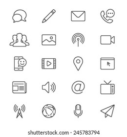 Media and communication thin icons