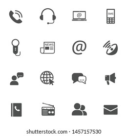 media communication vector icons set isolated on white background. internet communication concept. communication flat icons for web and ui design