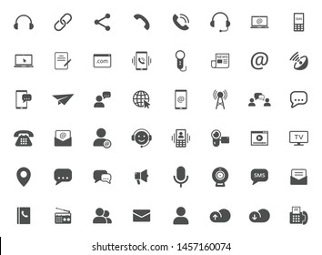 media communication vector icons set isolated on white background. internet communication concept. communication flat icons for web and ui design
