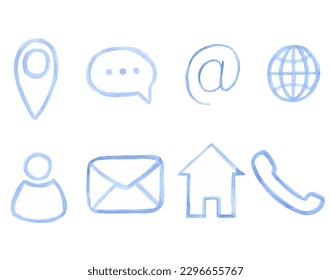 Iconos de las acuarelas de medios y comunicación. Conjunto de iconos Web. Vector.