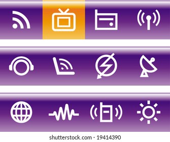 Media & Communications  - Vector Icons Set - Purple