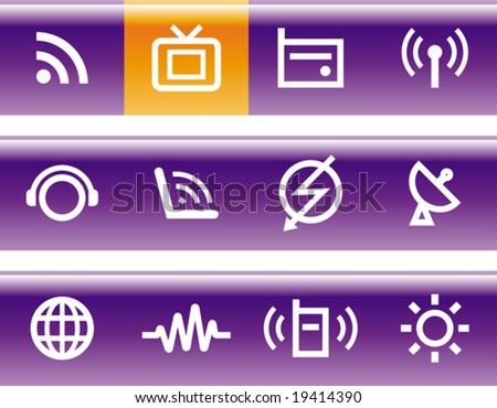 Media & Communications  - Vector Icons Set - Purple