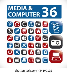 media & computer buttons. vector