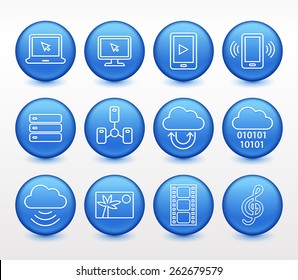 Media and  Computer Technology  on Blue Round Buttons