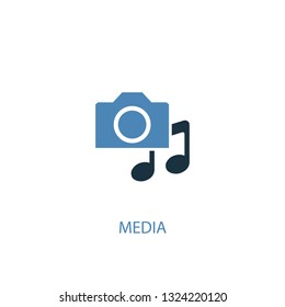 media concept 2 colored icon. Simple blue element illustration. media concept symbol design. Can be used for web and mobile UI/UX