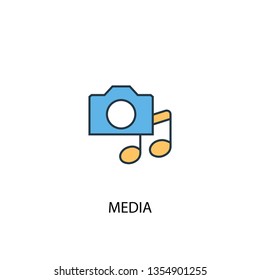 media concept 2 colored line icon. Simple yellow and blue element illustration. media concept outline symbol design
