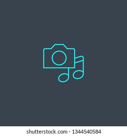 media concept blue line icon. Simple thin element on dark background. media concept outline symbol design. Can be used for web and mobile UI/UX