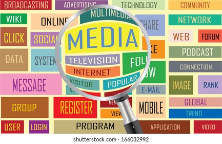 Media concept labels vector artwork 