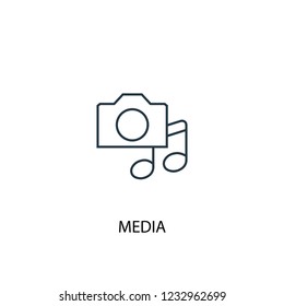 media concept line icon. Simple element illustration. media concept outline symbol design. Can be used for web and mobile UI/UX