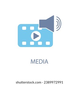 Media concept line icon. Simple element illustration. Media concept outline symbol design.