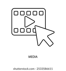 ícone de linha de conceito de mídia. Ilustração de elemento simples. design de símbolo de estrutura de tópicos de conceito de mídia.