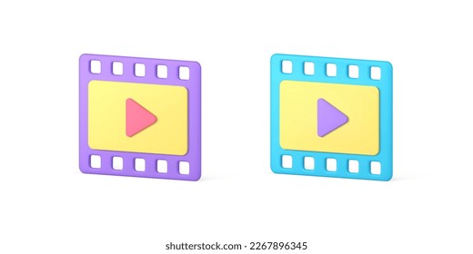 Contenido de medios que difunden música de vídeo reproductor multimedia Icono 3d conjunto de ilustraciones vectoriales realistas. streaming en vivo servicio de internet banda de películas botón de juego botón de banda de juego entretenimiento de televisión por internet