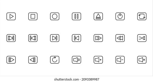 Media control button icons set vector graphic illustration