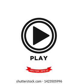 media control icon in trendy flat style, play vector icon 