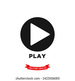 media control icon in trendy flat style, play vector icon 