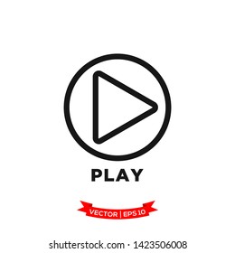 media control icon in trendy flat style, play vector icon 