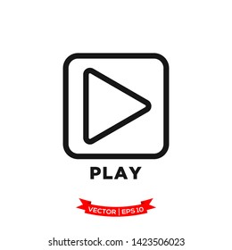 media control icon in trendy flat style, play vector icon 