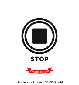 media control icon in trendy flat style, stop icon 