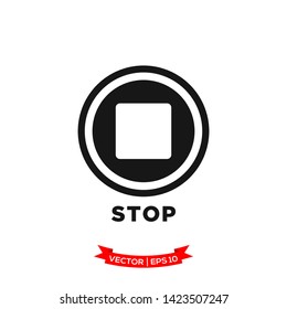 media control icon in trendy flat style, stop icon 