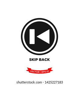 media control icon in trendy flat style, skip back vector icon 