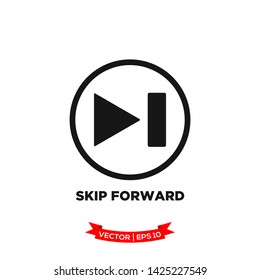 media control icon in trendy flat style, skip forwards vector icon 