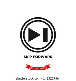 media control icon in trendy flat style, skip forwards vector icon 