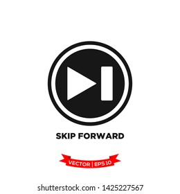 media control icon in trendy flat style, skip forwards vector icon 