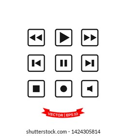 media control icon vector logo template, media player icon 