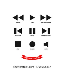 media control icon vector logo template, media player icon 