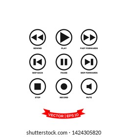 media control icon vector logo template, media player icon 