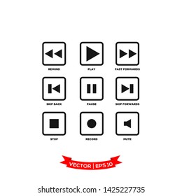 media control icon vector logo template