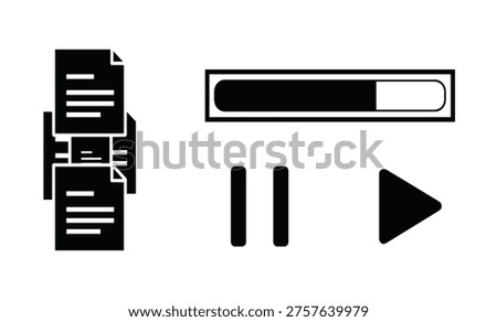 Media control icons in black