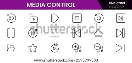 Media Control Icons Pack. A program, movie, and other visual media product featuring moving images