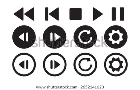 media control icons Set , multimedia buttons,  including play pause, forward, vector illustrationEPS 10