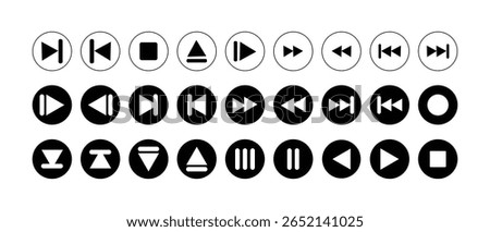 media control icons Set , multimedia buttons,  including play pause, forward, vector illustrationEPS 10
