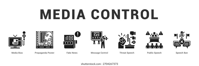 Ilustración de Anuncio de Web moderno y limpio con íconos temáticos para la comunicación visual
