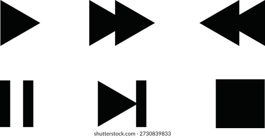 Iconos de reproducción de control de medios para el diseño de audio, reproductor de audio y UI