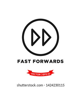 media control vector icon in trendy flat design, fast forwards