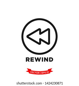 media control vector icon in trendy flat design, rewind icon 