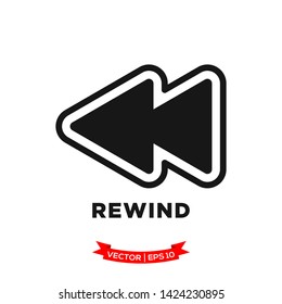 media control vector icon in trendy flat design, rewind icon 