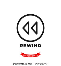media control vector icon in trendy flat design, rewind icon 