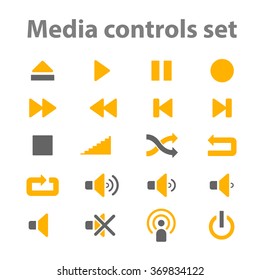 Media controls icons set for web
