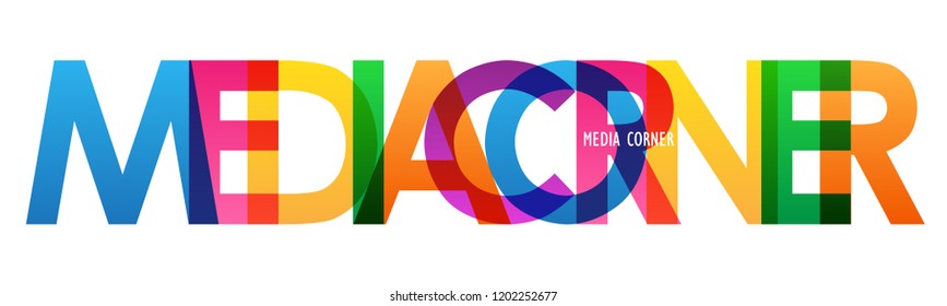 MEDIA CORNER rainbow letters banner