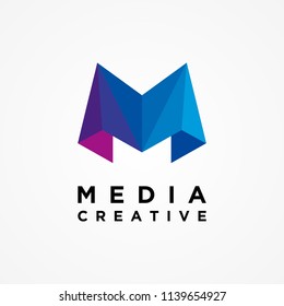 Media Creative Letter M logo template